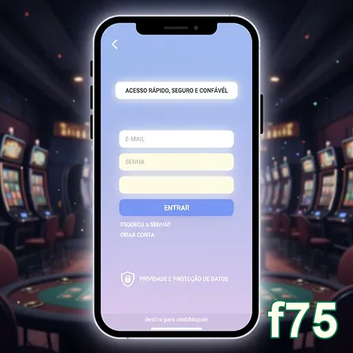 Tela de login do app f75 para acesso a serviços VIP.