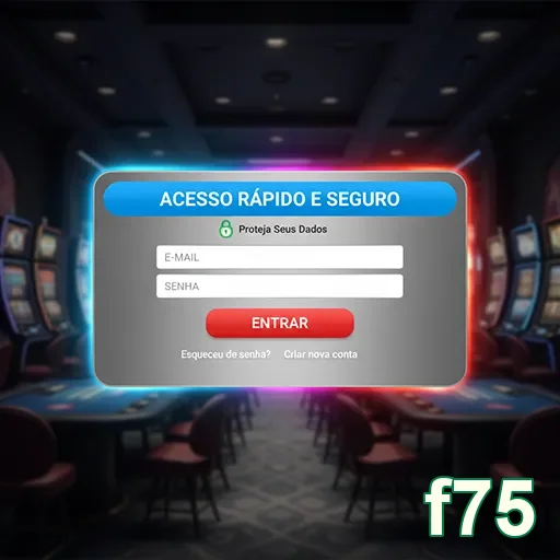 Tela de login do app móvel f75 com acesso rápido e seguro.
