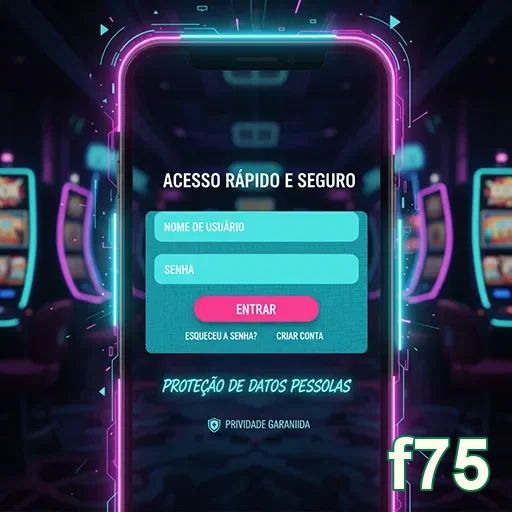 Tela de login da f75 destacando acesso rápido e seguro.