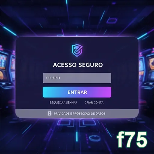Tela de login seguro da f75 com serviços VIP destacados.