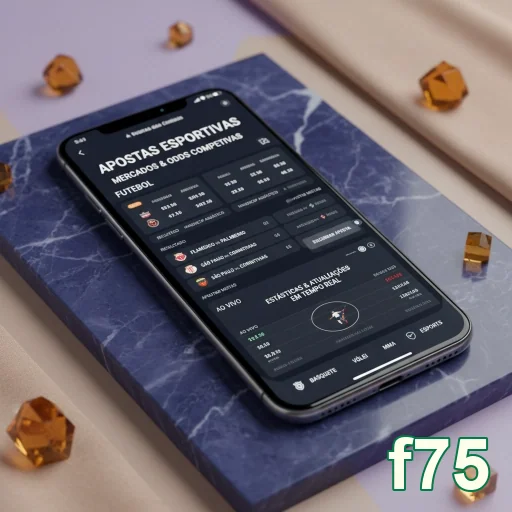 Aplicativo f75 mostrando serviços VIP e apostas no mobile.
