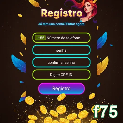 Tela de registro do f75 mostrando campos de cadastro.