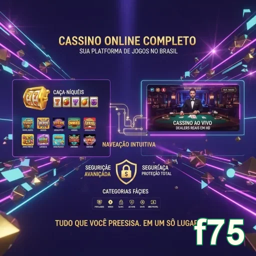 Interface do app f75 com jogos de cassino ao vivo e segurança.