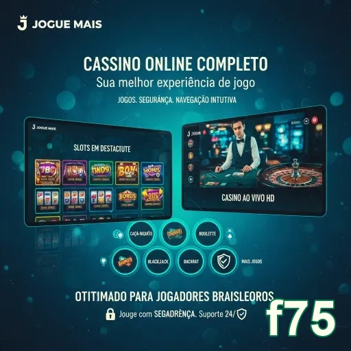 Imagem do f75 demonstrando cassino ao vivo e slots em destaque.