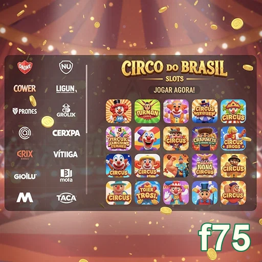 interface de slots 'Circo do Brasil' no f75 com diversos jogos