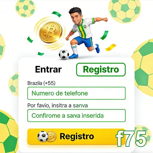 Jogador animado em tela de registro do f75.