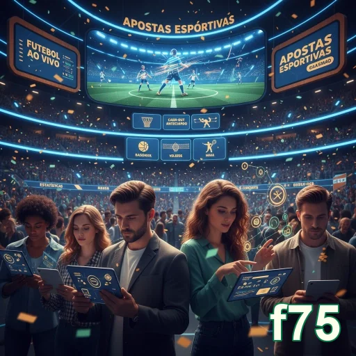 Usuários do f75 interagindo com apostas e jogos ao vivo.