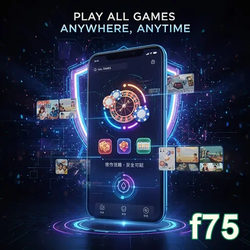 A plataforma mobile da f75 com jogos de cassino acessíveis.