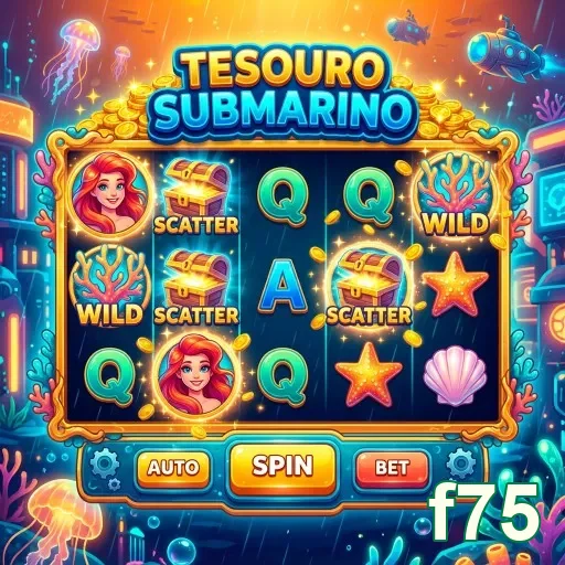 Interface de jogo do slot Tesouro Submarino no f75.
