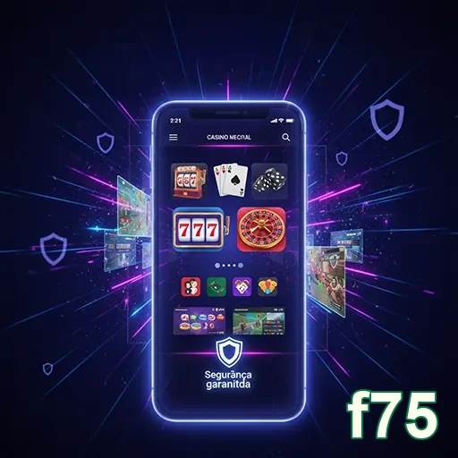 Interface do f75 com jogos de slots em dispositivo móvel.