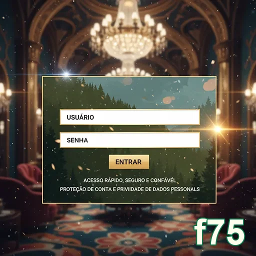 Tela de login do aplicativo f75 com foco na segurança do usuário.