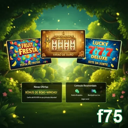 Tela de jogos da plataforma f75 com ofertas visíveis.